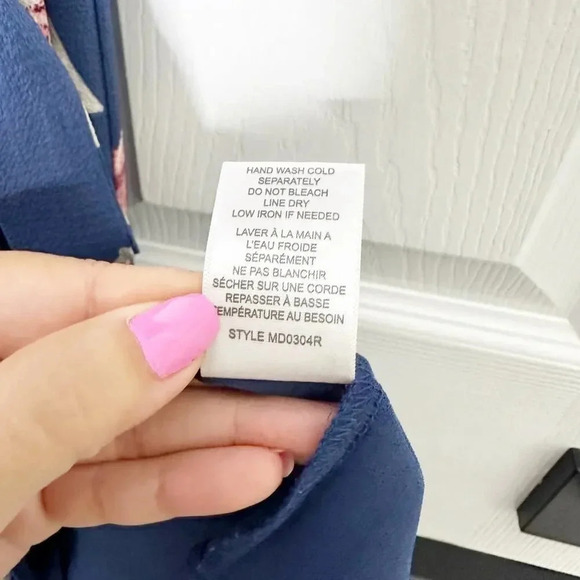 BOBEAU Size Small Short‎ Sleeve Midi Wrap Dress Blue Pink Floral Print - Picture 5 of 8